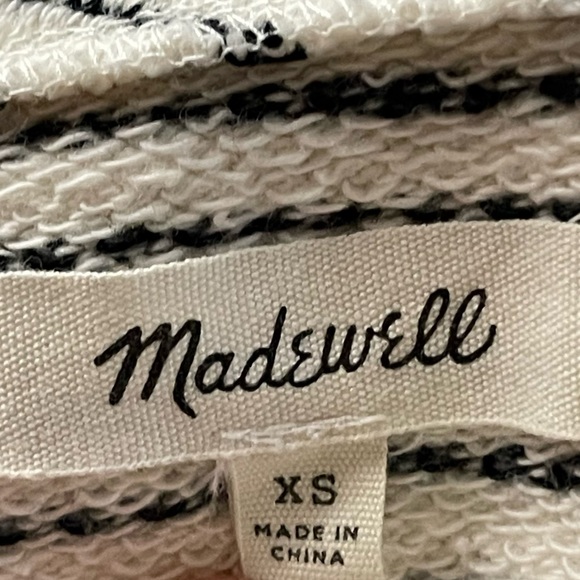 Madewell XS Striped Lace Up Boxy Fit Nautical Vibe Top Soft Terry Cotton Cream - Picture 6 of 9